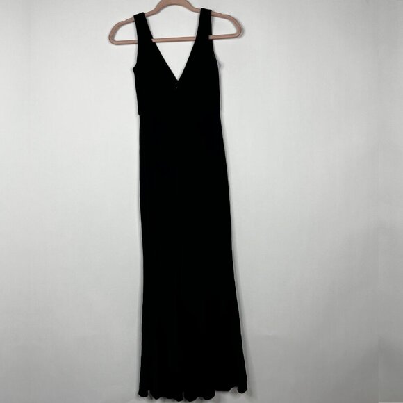 2/$30 ABS Allen Schwartz Jersey Deep V Low Back Evening Gown Black XS #8948 - Picture 5 of 9